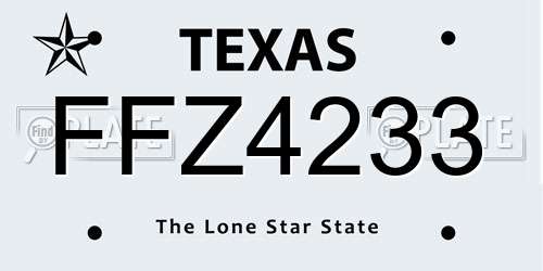 FFZ4233 Texas License Plate
