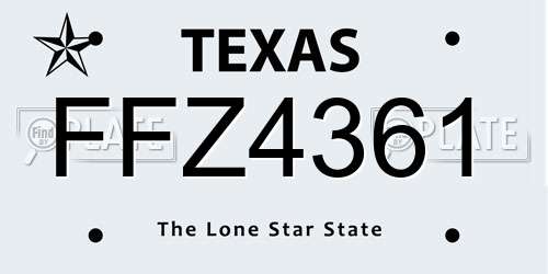 FFZ4361 Texas License Plate