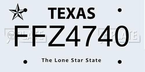 FFZ4740 Texas License Plate