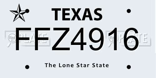 FFZ4916 Texas License Plate