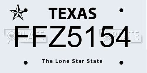 FFZ5154 Texas License Plate