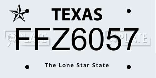 FFZ6057 Texas License Plate