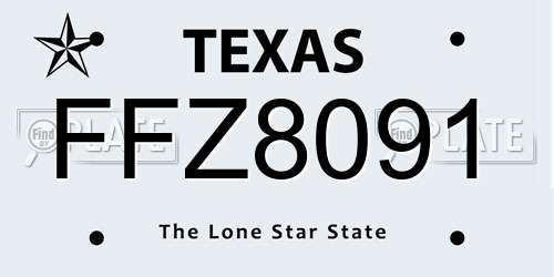 FFZ8091 Texas License Plate