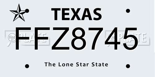 FFZ8745 Texas License Plate