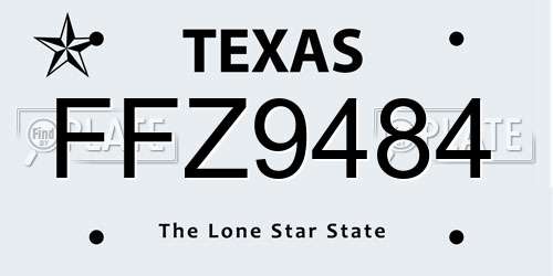 FFZ9484 Texas License Plate