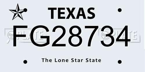FG28734 Texas License Plate