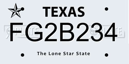 FG2B234 Texas License Plate