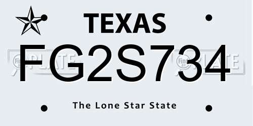FG2S734 Texas License Plate