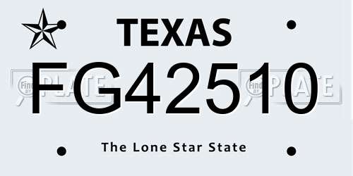 FG42510 Texas License Plate