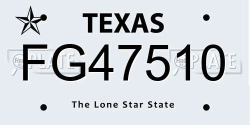 FG47510 Texas License Plate