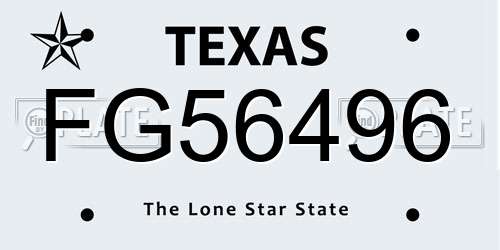 FG56496 Texas License Plate