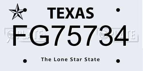 FG75734 Texas License Plate
