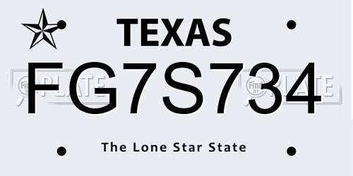 FG7S734 Texas License Plate