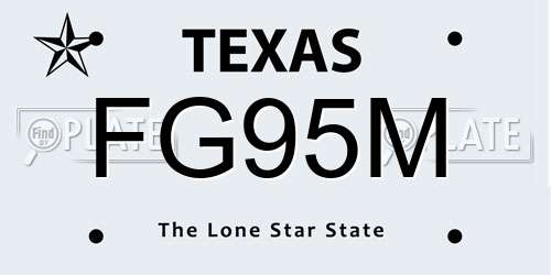 FG95M Texas License Plate