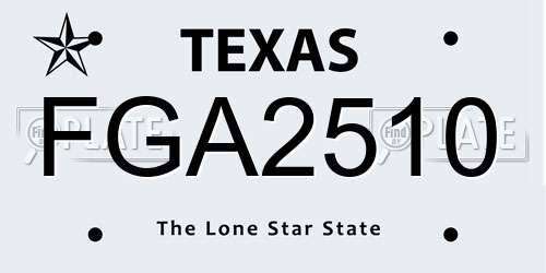 FGA2510 Texas License Plate