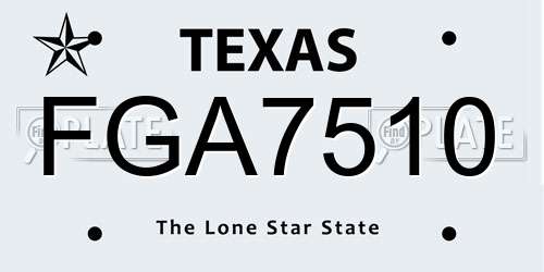 FGA7510 Texas License Plate