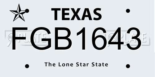 FGB1643 Texas License Plate