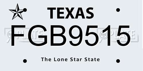 FGB9515 Texas License Plate