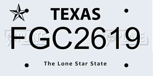FGC2619 Texas License Plate