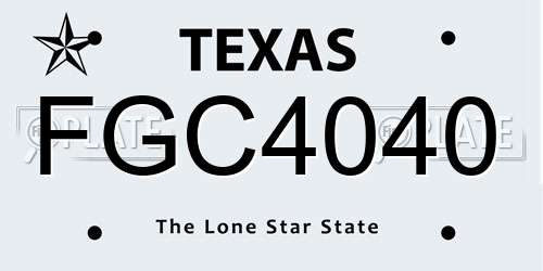 FGC4040 Texas License Plate