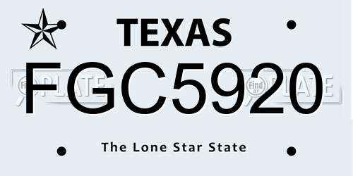 FGC5920 Texas License Plate