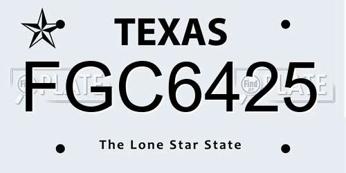 FGC6425 Texas License Plate