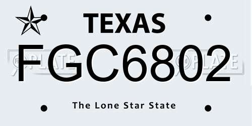 FGC6802 Texas License Plate
