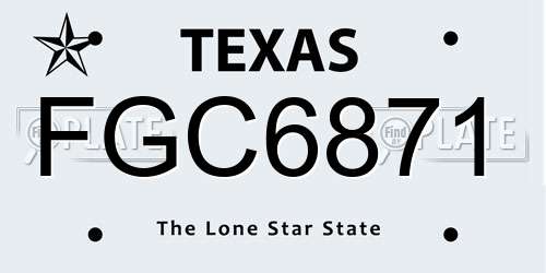 FGC6871 Texas License Plate