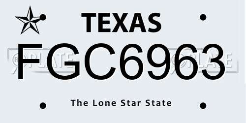 FGC6963 Texas License Plate