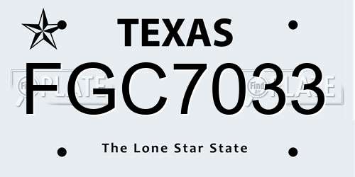 FGC7033 Texas License Plate