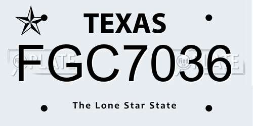 FGC7036 Texas License Plate