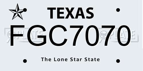 FGC7070 Texas License Plate