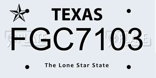 FGC7103 Texas License Plate