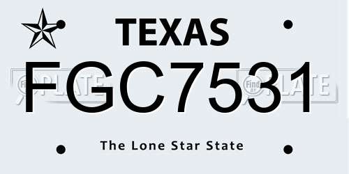 FGC7531 Texas License Plate