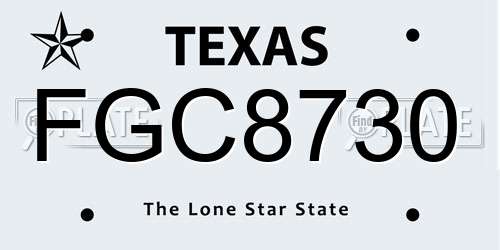 FGC8730 Texas License Plate