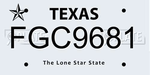 FGC9681 Texas License Plate
