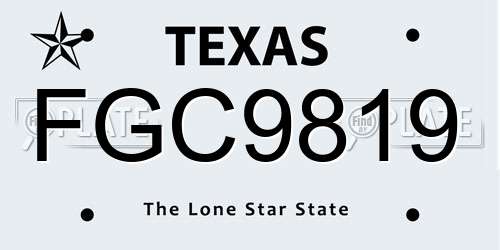 FGC9819 Texas License Plate