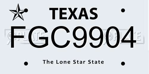 FGC9904 Texas License Plate