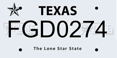 FGD0274 Texas License Plate