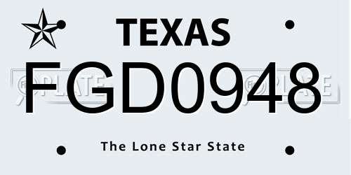 FGD0948 Texas License Plate