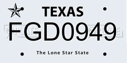 FGD0949 Texas License Plate