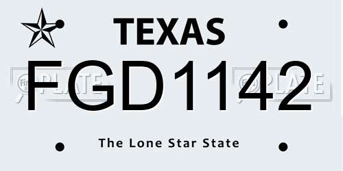 FGD1142 Texas License Plate