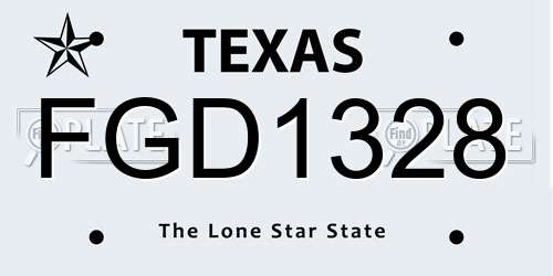 FGD1328 Texas License Plate