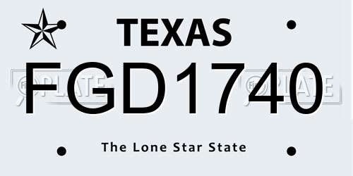 FGD1740 Texas License Plate