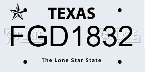 FGD1832 Texas License Plate