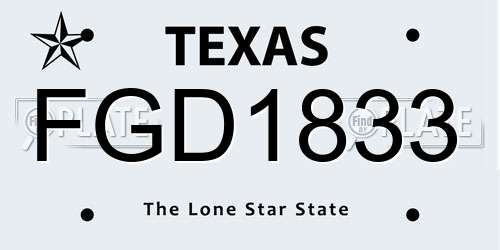 FGD1833 Texas License Plate