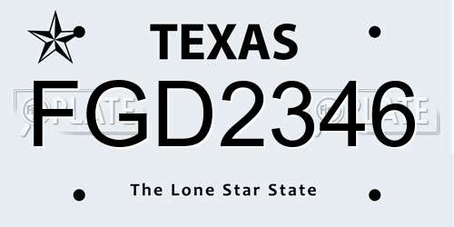 FGD2346 Texas License Plate