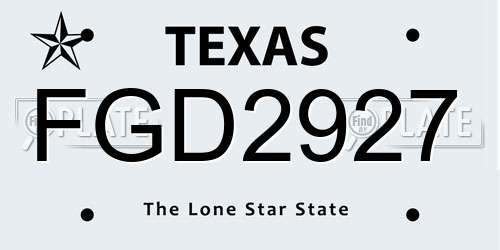 FGD2927 Texas License Plate
