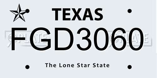 FGD3060 Texas License Plate