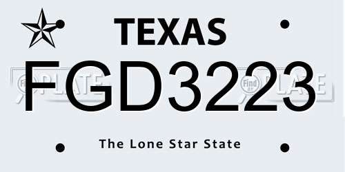 FGD3223 Texas License Plate